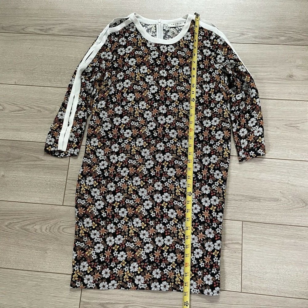 Sandro Dress Floral open sleeves  Size 2 - Picture 9 of 12